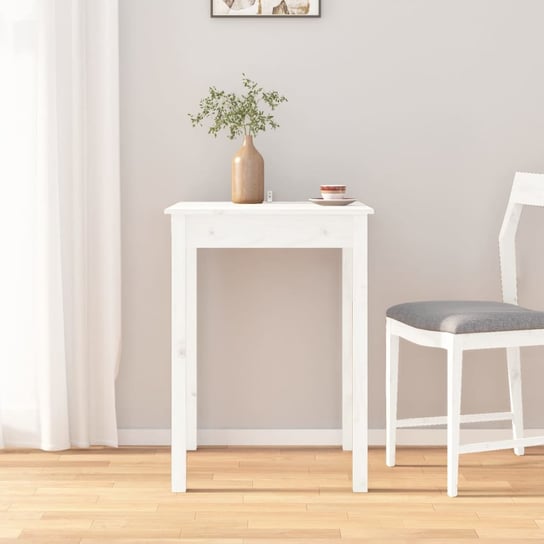 Stół jadalniany, biały, 55x55x75 cm, lite drewno sosnowe vidaXL