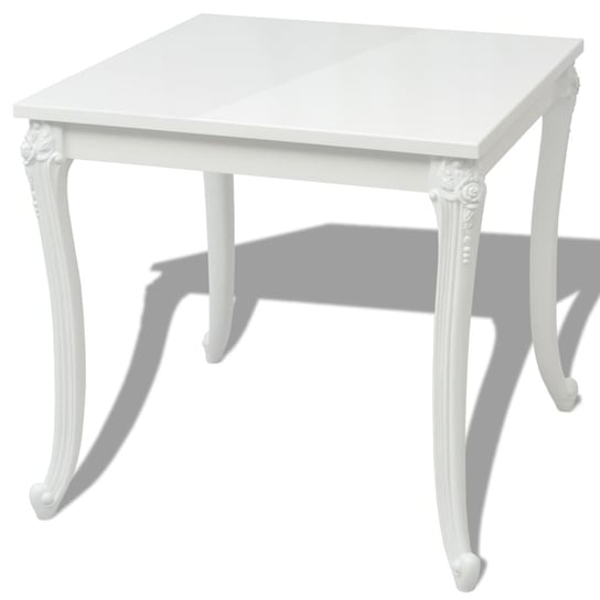 Stół jadalniany o wysokim połysku, biały, 80x80x76 Zakito