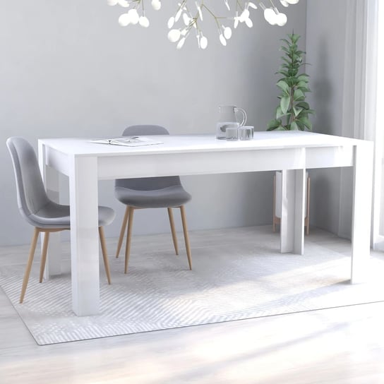 Stół jadalniany, wysoki połysk, biały, 160 x 80 x 76 cm vidaXL