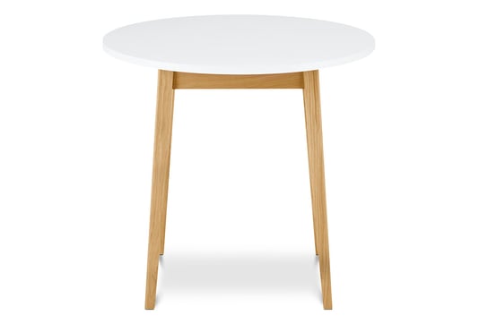 Stół KONSIMO Frisk, biały-dąb naturalny, 80x75x80 cm Konsimo