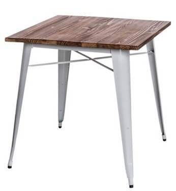 Stół MIA HOME Metalove Wood, biały, 76x76x76 cm MIA home