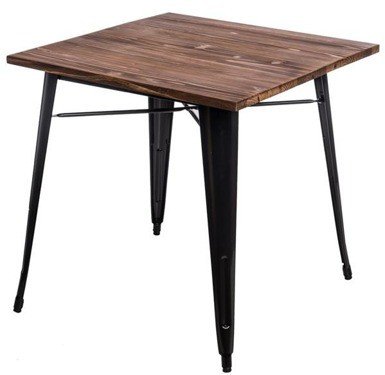 Stół MIA HOME Metalove Wood, czarny, 76x76x76 cm MIA home