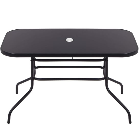 Stół na taras prostokątny 120x70cm stół do ogrodu, metalowy i szkło hartowane czarny Springos