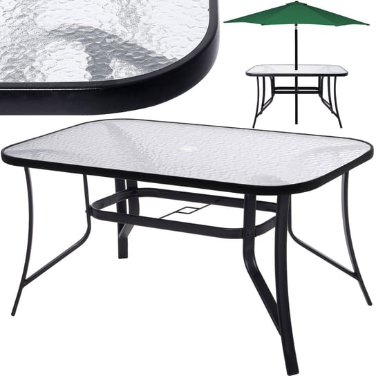 Stół ogrodowy i na taras szkło z metalu czarny 120 cm Springos