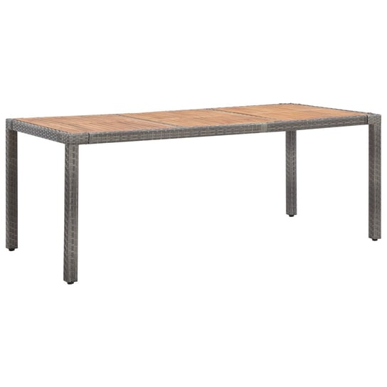Stół ogrodowy, szary, 190x90x75 cm, rattan PE i drewno akacjowe vidaXL