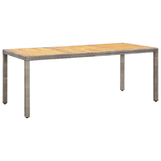 Stół ogrodowy, szary, 190x90x75 cm, rattan PE i drewno akacjowe vidaXL