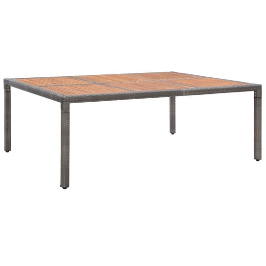 Stół ogrodowy, szary, 200x150x74 cm, rattan PE i drewno akacji vidaXL