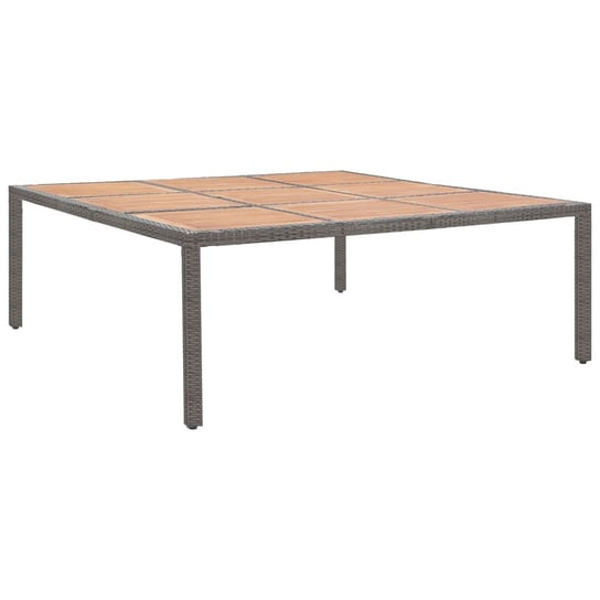 Stół ogrodowy, szary, 200x200x74 cm, rattan PE i akacja vidaXL