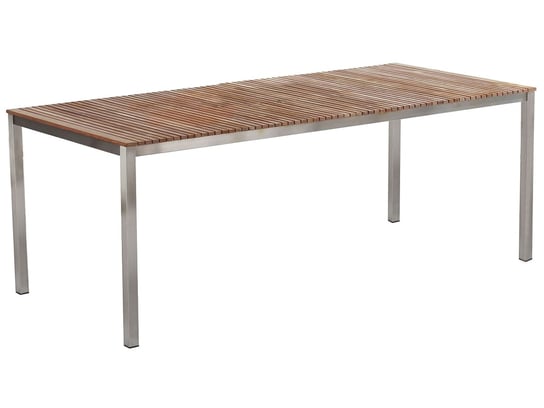Stół ogrodowy tekowy 200 x 90 cm jasne drewno VIAREGGIO Beliani