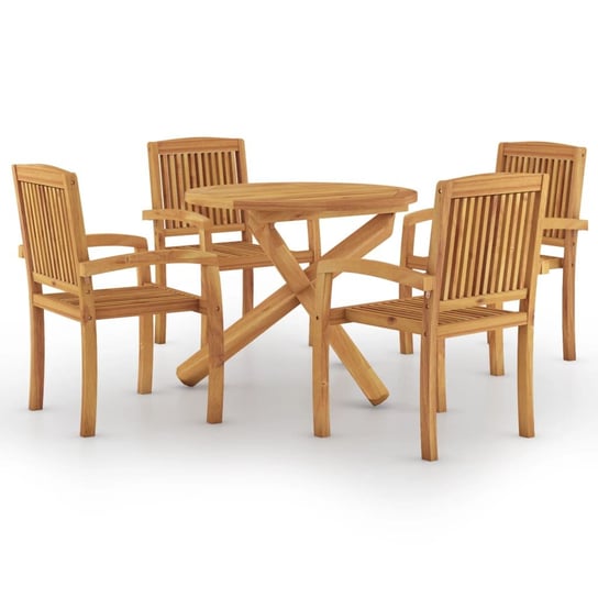 Stół ogrodowy z krzesłami - drewno tekowe, 90x75cm Inna marka