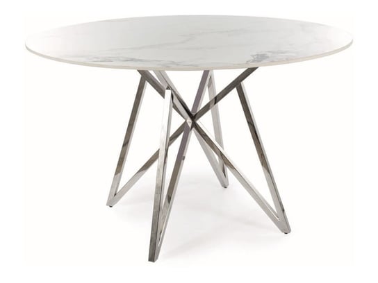 Stół okrągły ceramiczny MURANO 120x120 biały/chrom Signal