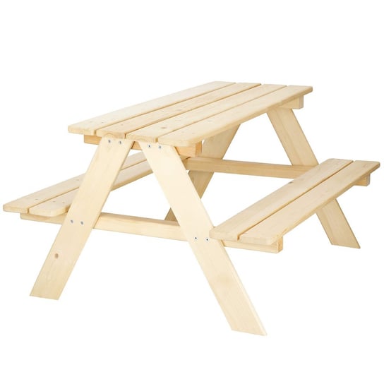 Stół piknikowy dla dzieci drewniany z ławkami 90x79x50 cm Springos