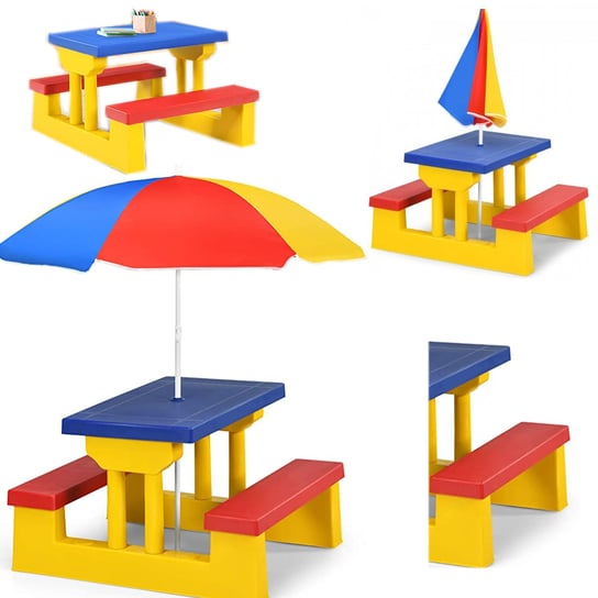 Stół Piknikowy Dla Dzieci Z Parasolem  Żółty Coil COIL