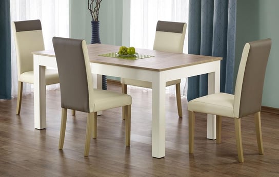 Stół rozkładany ELIOR Daniels, biało-brązowy, 160x90x76 cm Elior