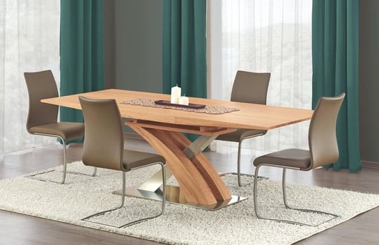 Stół rozkładany ELIOR Zander 2X, brązowy, 90x220x77 cm Elior