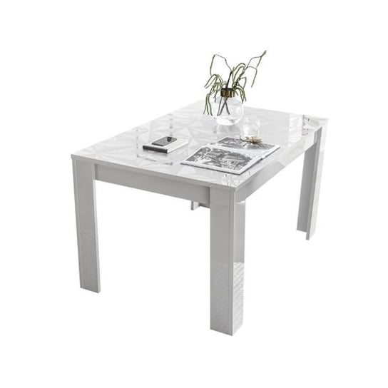 Stół rozkładany FATO LUXMEBLE Prestige, biały wysoki połysk, 137-185 cm Fato Luxmeble