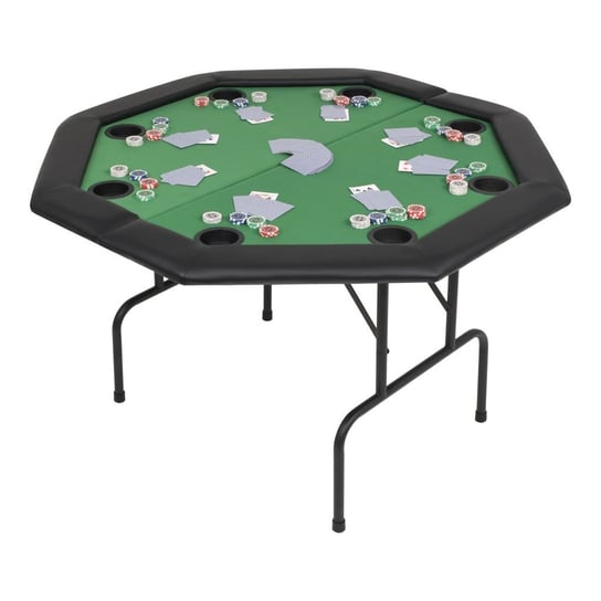 Stół składany do pokera vidaXL, zielony, 8 graczy, 76x121x121 cm vidaXL