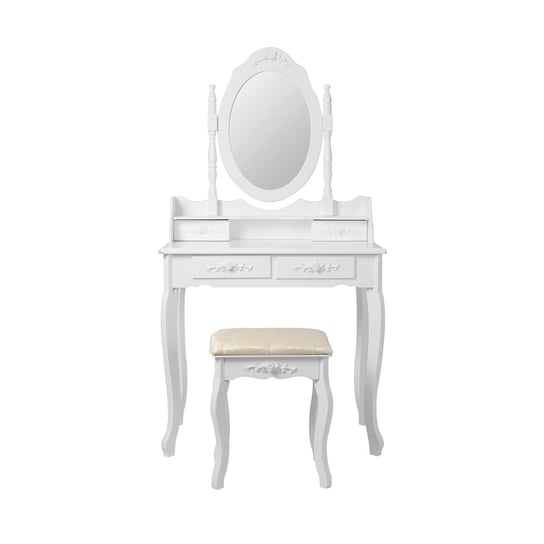 Stół toaletowy z taboretem 75x140x40 cm biały MDF ML-DESIGN