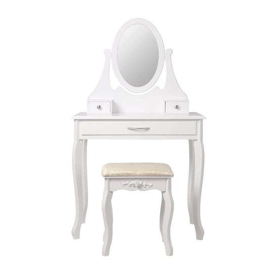 Stół toaletowy z taboretem 75x140x40 cm biały z MDF ML-DESIGN