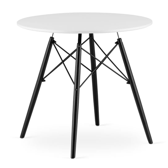 Stół TODI Okrągły 80cm - biały / czarne nogi Leobert