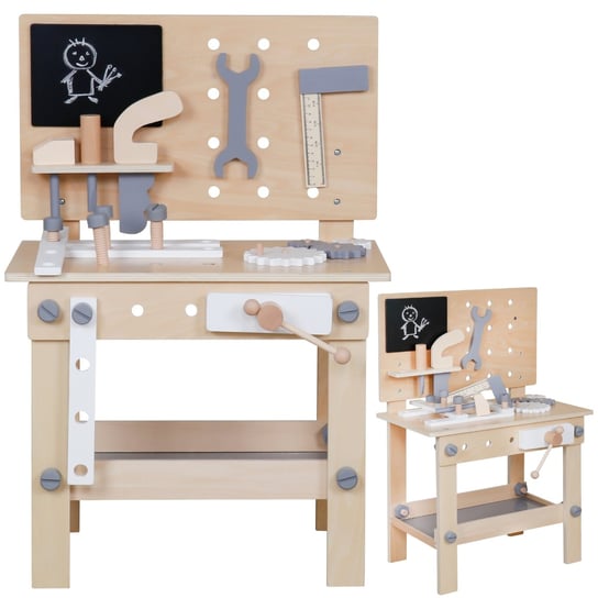 Stół Warsztatowy Narzędziowy Zabawka Dla Dziecka Drewniany + Narzędzia MINEXO