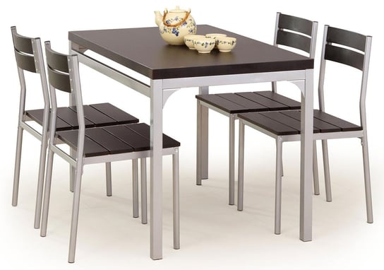 Stół z krzesłami PROFEOS Torino, brązowy, srebnry, 110x70x75 cm Profeos