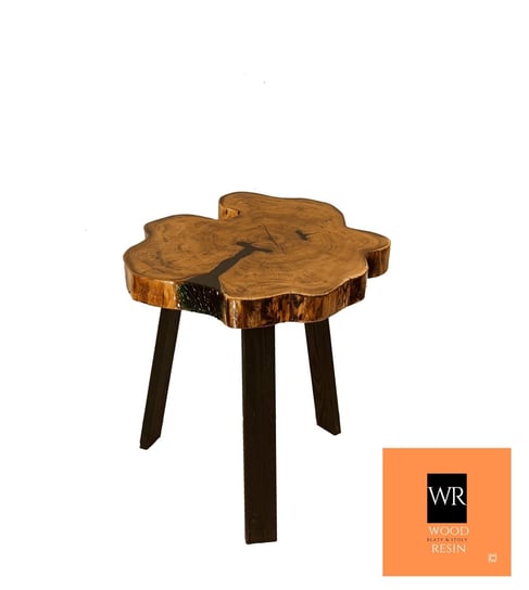 Stół Z Plastra Drewna Żywica Epoksydowa 34 X 52 X 6 Cm Nogi 50 Cm Pdos_133327_Z03 / Wood & Resin WOOD & RESIN