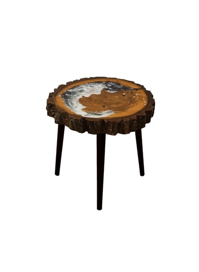 Stół Z Plastra Drewna Żywica Epoksydowa 39 cm x 43 cm x 5,5 Cm | Opalany Pdos_113232_Z05 / Wood & Resin WOOD & RESIN