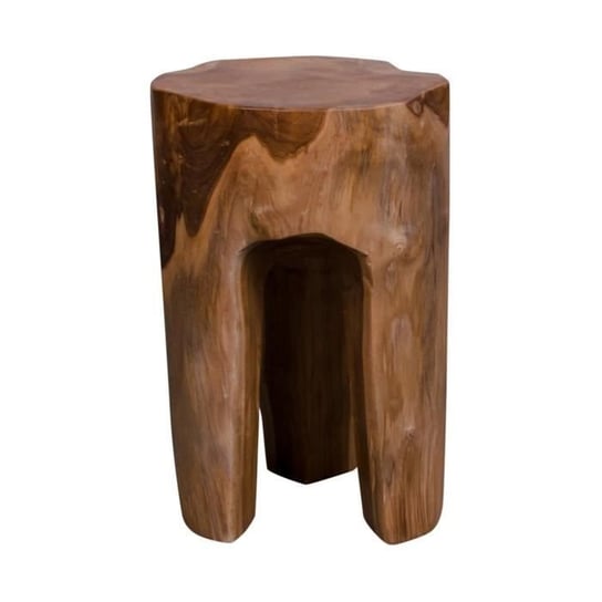 Stołek na 3 nogach 26x26x40 cm z brązowego drewna tekowego Inna marka