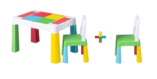 Stolik 2 Krzesełka 3W1 Piaskownica Blat Do Klocków Multicolor Tega Baby