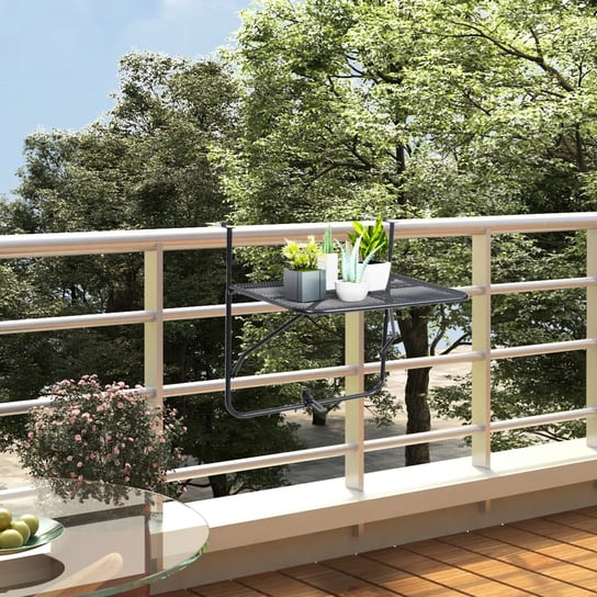 Stolik balkonowy, czarny, 60x40 cm, stalowy vidaXL