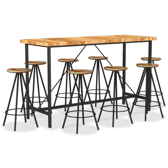 Stolik barowy drewniany 180x70x107 cm + 8 stołków Inna marka