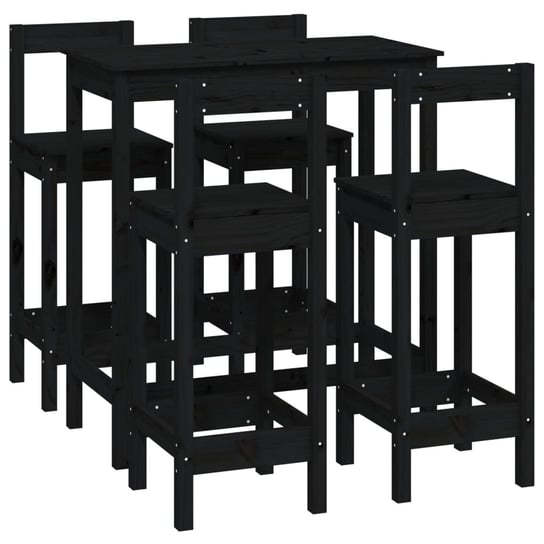 Stolik barowy z drewna sosnowego, czarne krzesła - Inna marka