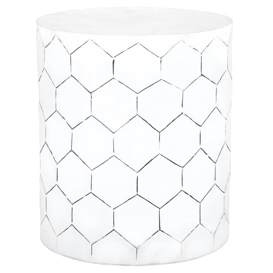Stolik boczny Ø 38x45 cm biały metal wzór WOMO WOMO-DESIGN