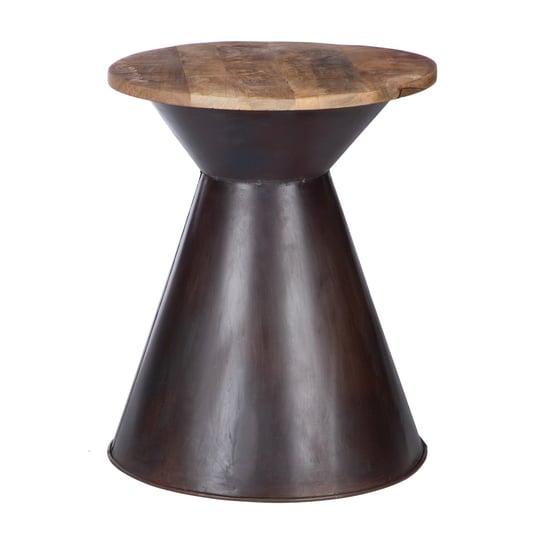 Stolik boczny Ø 40x55 cm ciemnobrązowy drewno mango i metal - WOMO-DESIGN