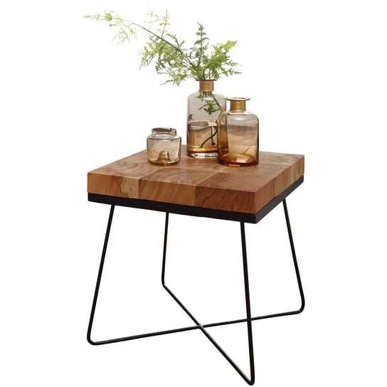 Stolik boczny akacja 45x45cm stolik z litego drewna stolik telefoniczny stolik kawowy stolik do salonu FineBuy