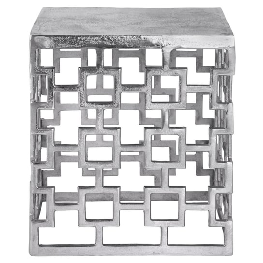 Stolik boczny prostokątny 36x36x40 cm srebrny aluminium - WOMO-DESIGN