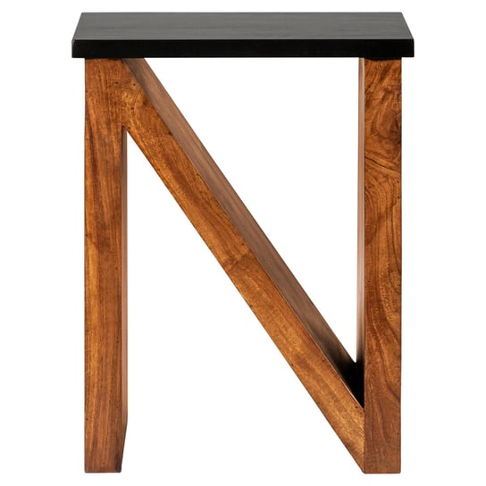 Stolik boczny w kształcie litery N 45x30x60 cm brązowy drewno akacjowe WOMO design WOMO-DESIGN