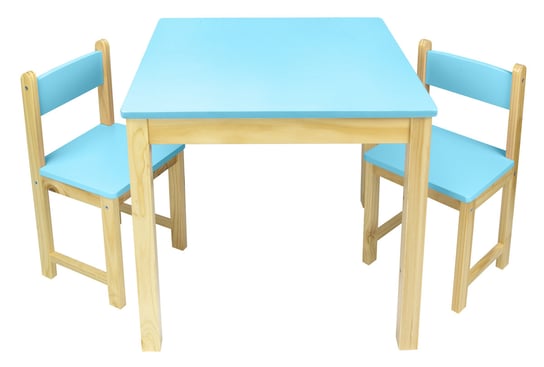 Stolik Drewniany Z Krzesełkami Dla Dzieci - Niebieski Krakpol