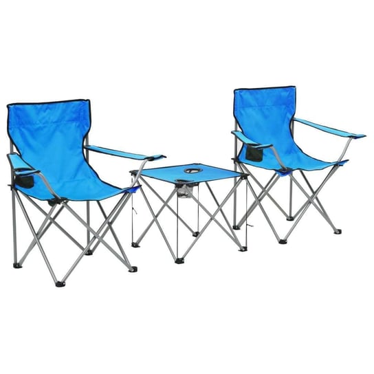 Stolik i krzesła turystyczne, 3 elementy, niebieskie vidaXL