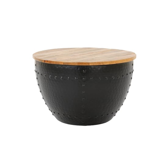 Stolik kawowy Ø 61x39 cm Czarny metal i drewno mango - WOMO-DESIGN