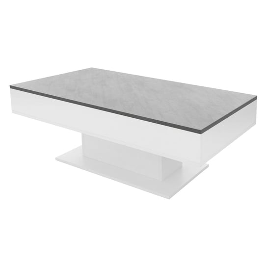Stolik kawowy 110x60x40 cm biały/płyta wiórowa o wyglądzie betonu z 2 schowkami pod przesuwanym blatem ML-Design ML-DESIGN