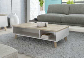 Stolik kawowy Livorno, biało-beżowy, 110x35x60 cm High Glossy Furniture