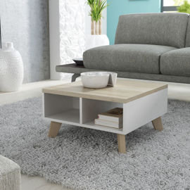 Stolik kawowy Livorno, biało-beżowy, 60x60x35 cm High Glossy Furniture