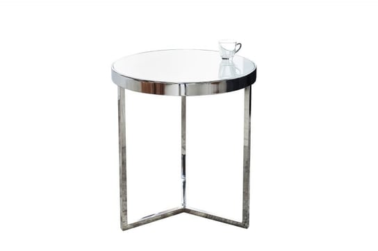 Stolik kawowy Loop biały metal szkło 50cm (Z36725) INTERIOR