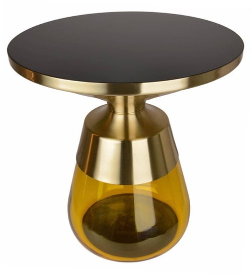 Stolik kawowy metalowy z żółtym szkłem Inna marka
