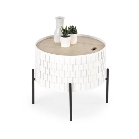 Stolik kawowy STYLE FURNITURE Zoe, biało-jasnobrązowo-czarny, 35x35 cm Style Furniture