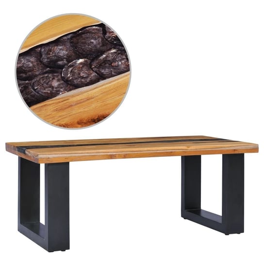 Stolik kawowy vidaXL, 100x50x40 cm, lite drewno tekowe i poliżywica vidaXL