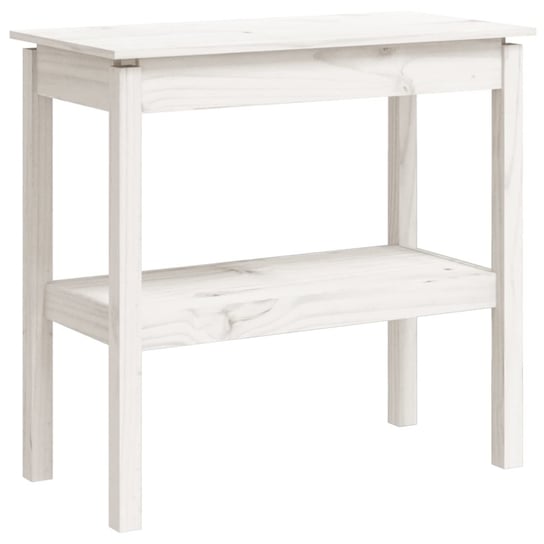 Stolik konsolowy drewniany biały 80x40x75cm z półk / AAALOE Inna marka