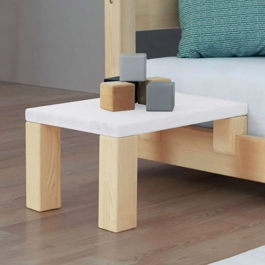 Stolik nocny NANOC do przymocowania do łóżka - Biały i naturalny kolor drewna - 43 x 32 x 41 cm Inna marka